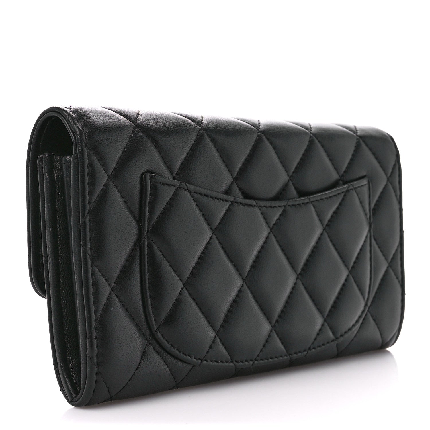 Chanel Lambskin Quilted Large Gusset Flap Wallet So Black 3 of 15