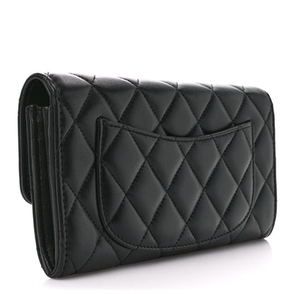 Chanel Lambskin Quilted Large Gusset Flap Wallet So Black 3 of 15