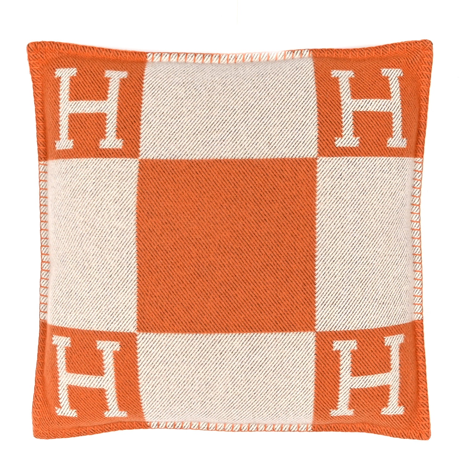 Hermes Wool Cashmere Avalon Pillow PM Ecru Potiron 1 of 3