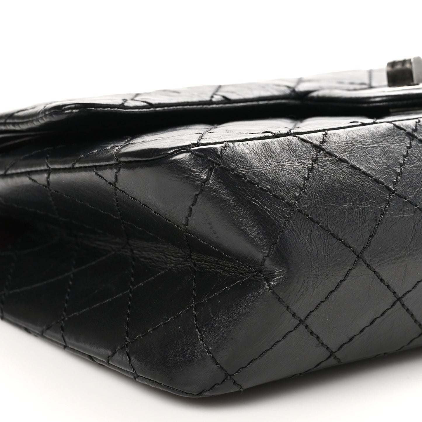 Aged Calfskin Quilted 2.55 Reissue 225 Flap Black