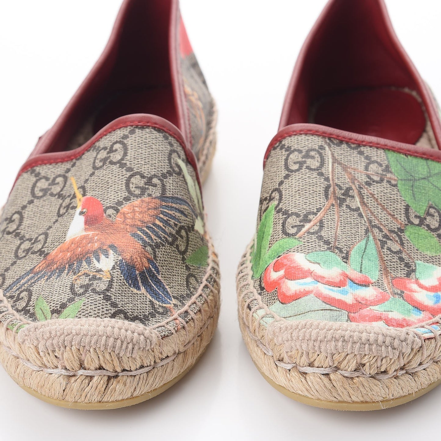GG Supreme Monogram Tian Womens Espadrilles 35.5 Beige Multicolor Red