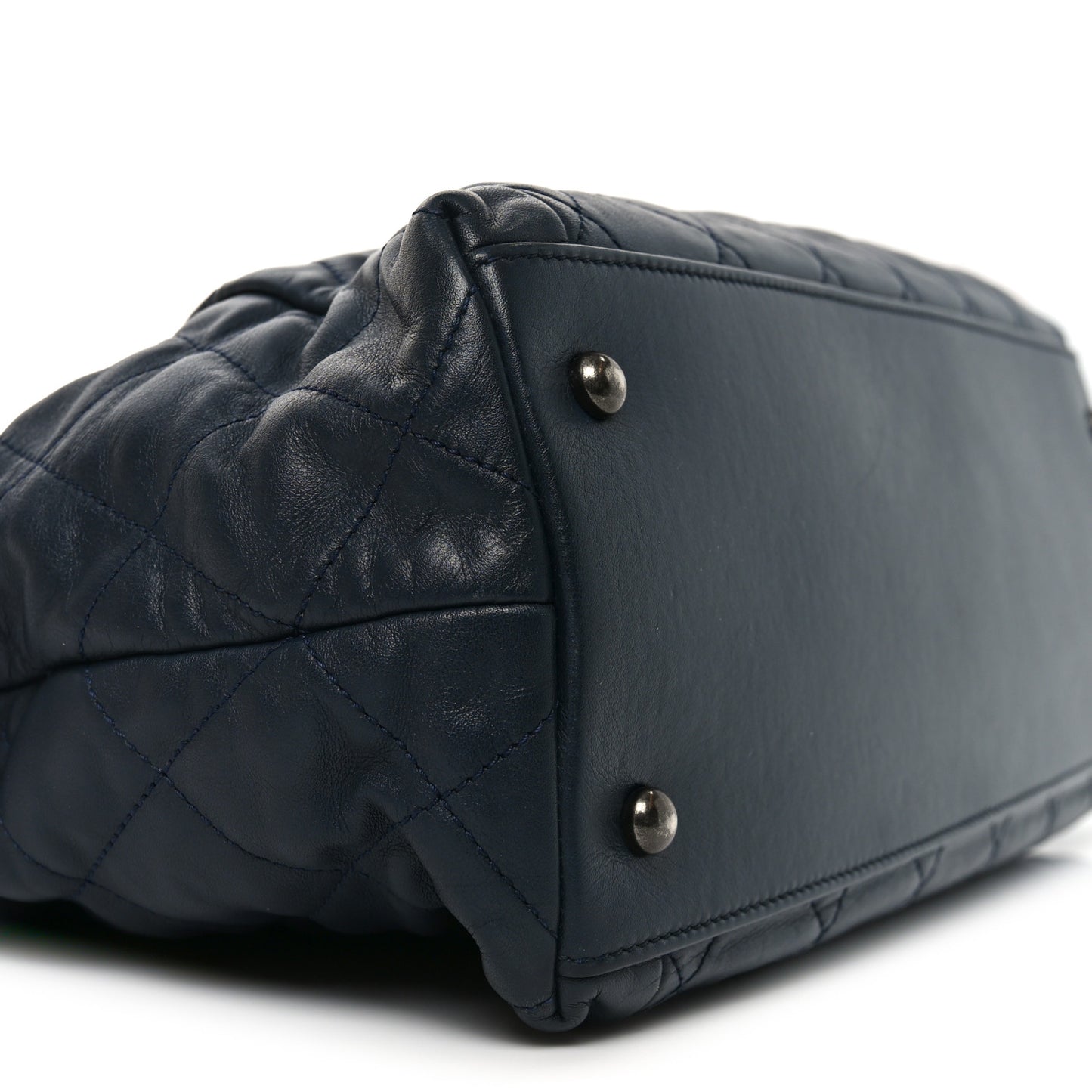 Calfskin Quilted Large Coco Pleats Tote Navy