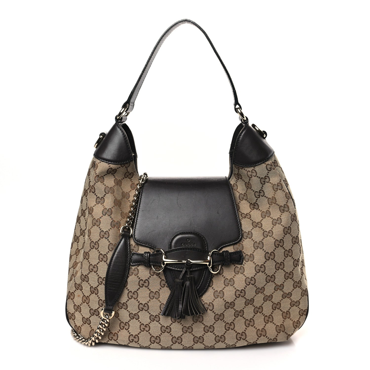 Gucci Monogram Margaux Calfskin Medium Emily Hobo Beige Ebony Cocoa 1 of 9