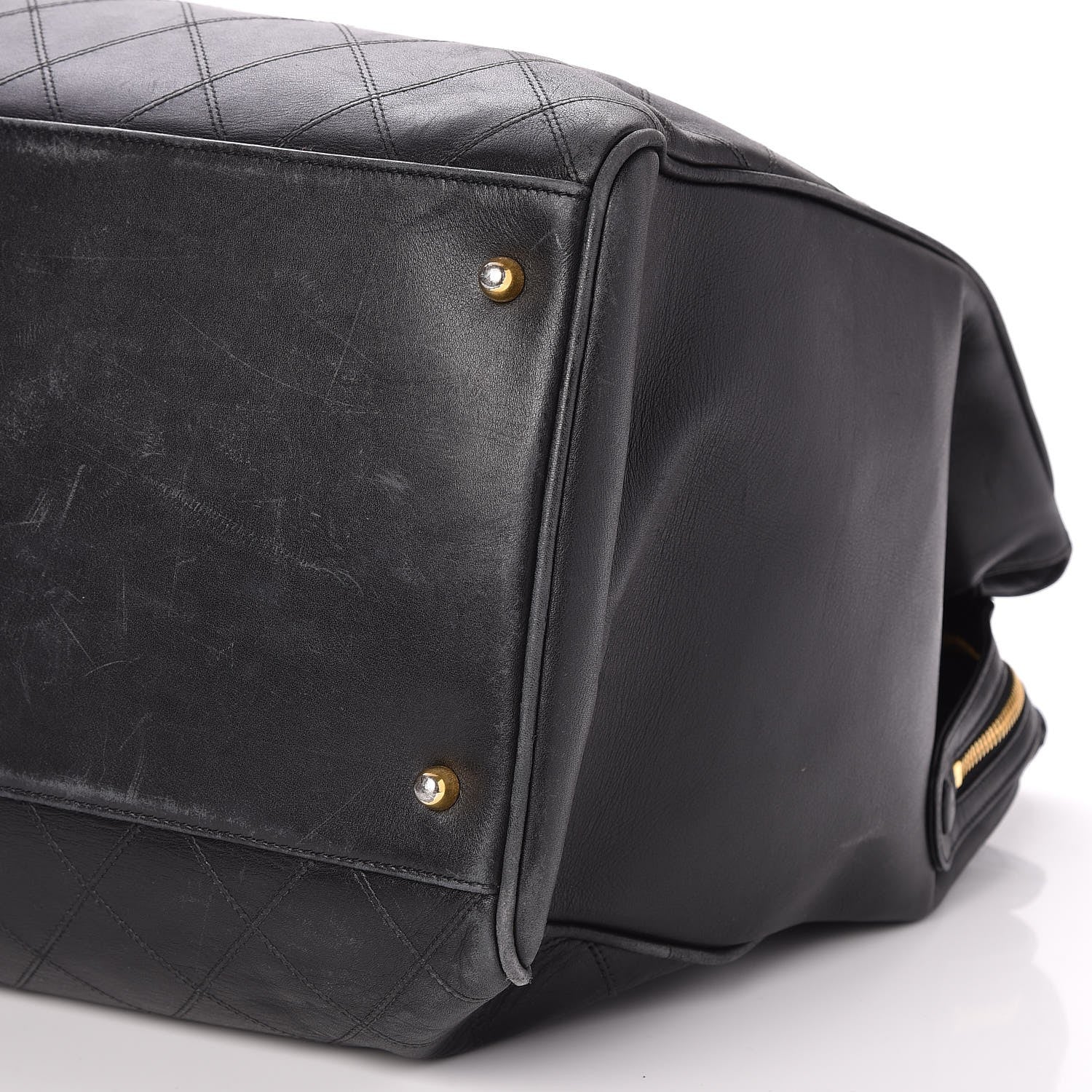 Chanel Calfskin Stitched XL Weekender Black 10 of 10
