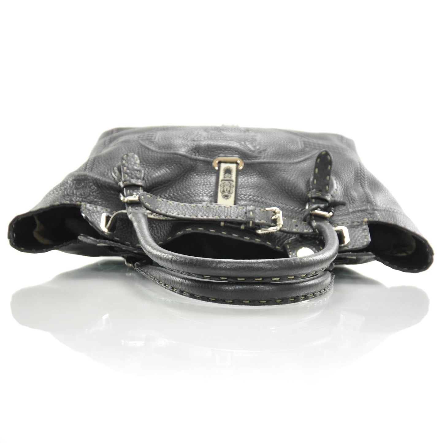 Calfskin Romano Selleria Villa Borghese Tote Black