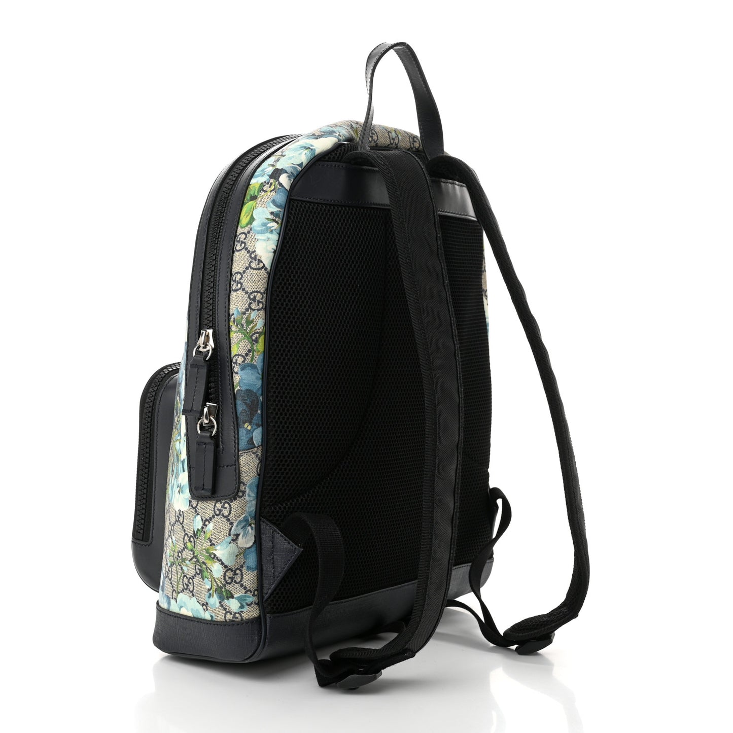 GG Supreme Monogram Blooms Medium Day Backpack Beige Blue Navy