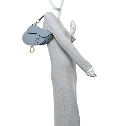 Christian Dior Grained Calfskin Saddle Bag Sky Blue 2 of 10