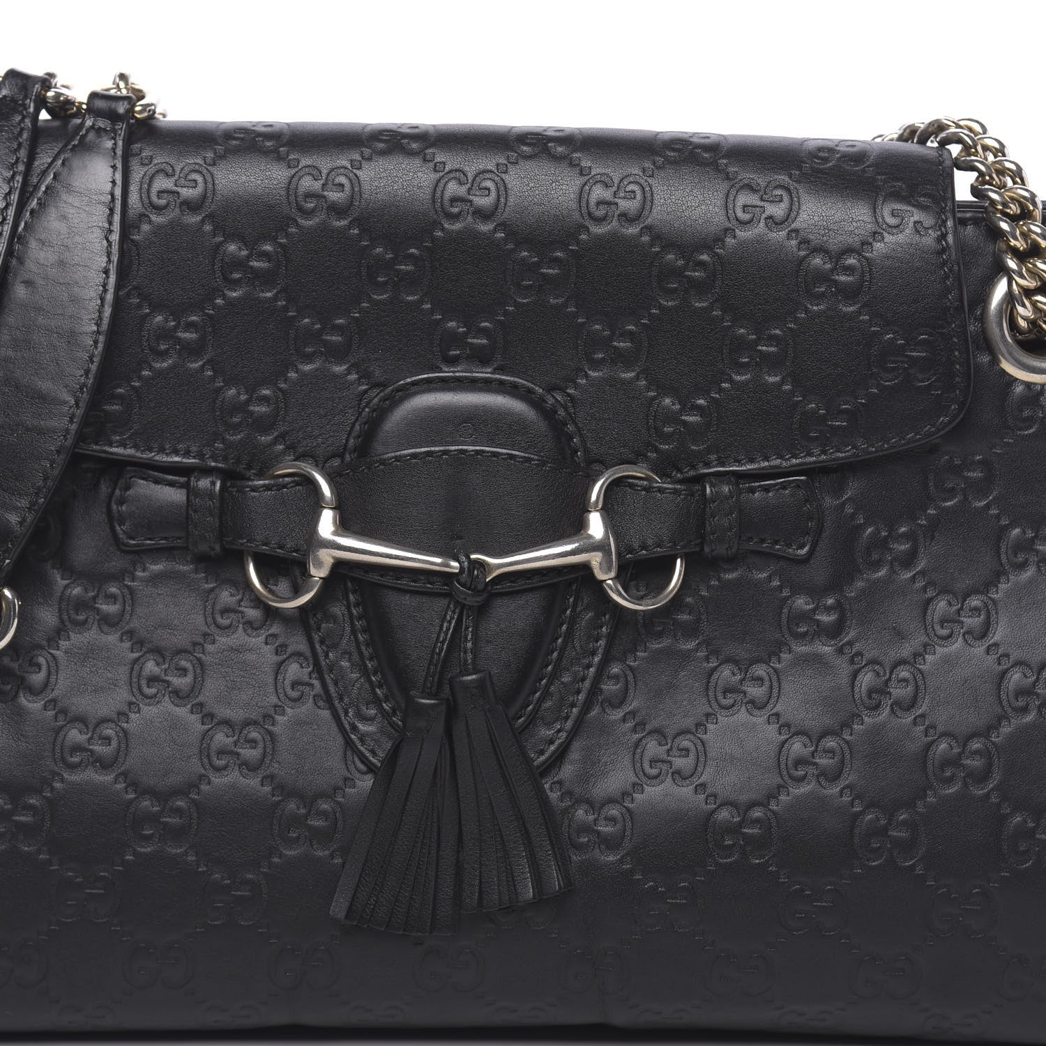 Gucci Guccissima Large Emily Chain Shoulder Bag Black 12 of 14