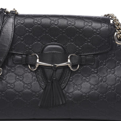 Gucci Guccissima Large Emily Chain Shoulder Bag Black 12 of 14