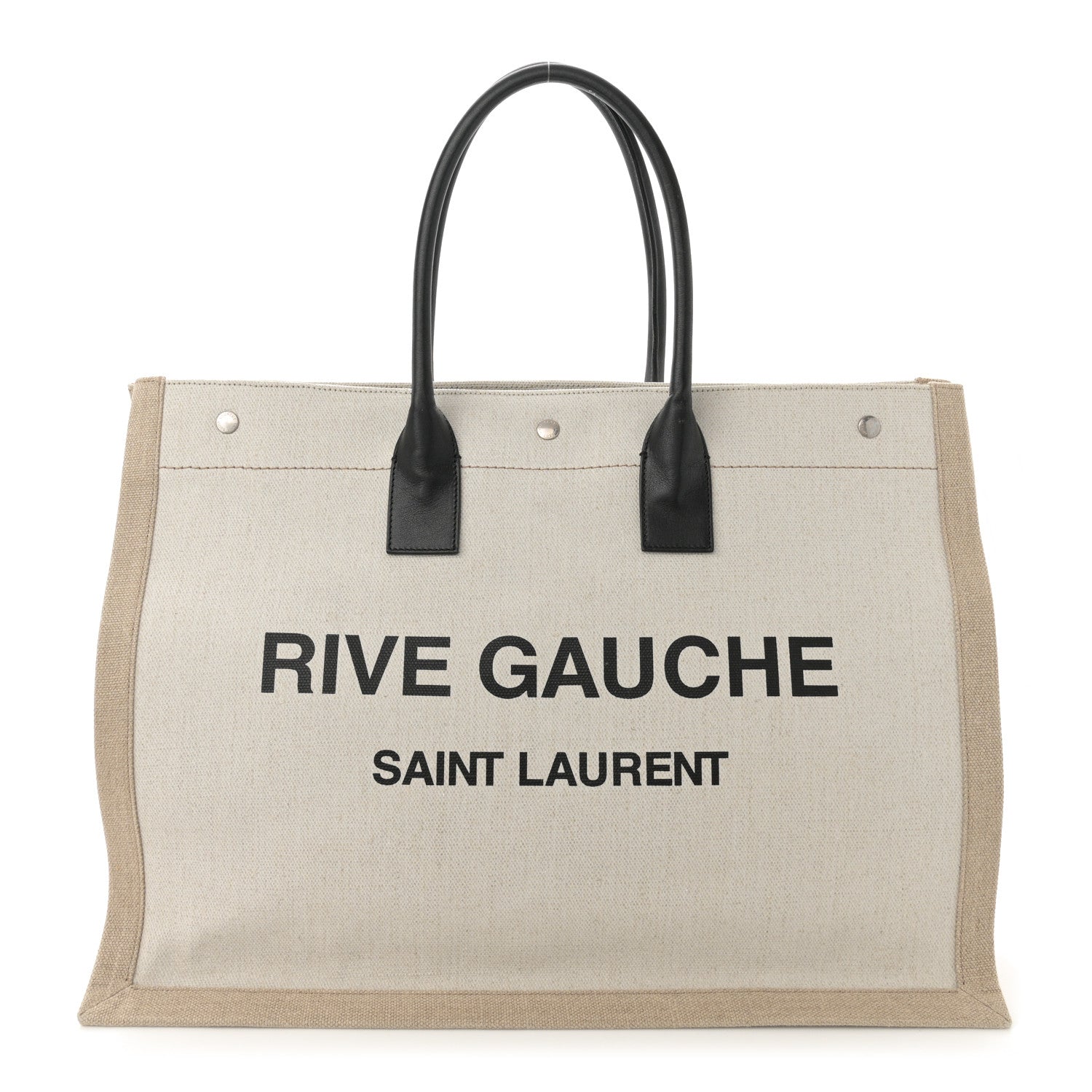 Saint Laurent Linen Calfskin Rive Gauche Tote Optic White 1 of 14