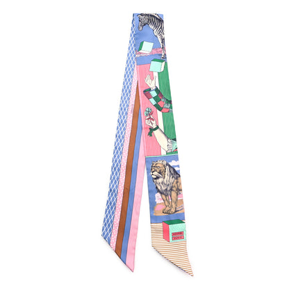 Hermes Silk Twilly Grand Theatre Nouveau Bleu Lavande Rose Vert 2 of 4