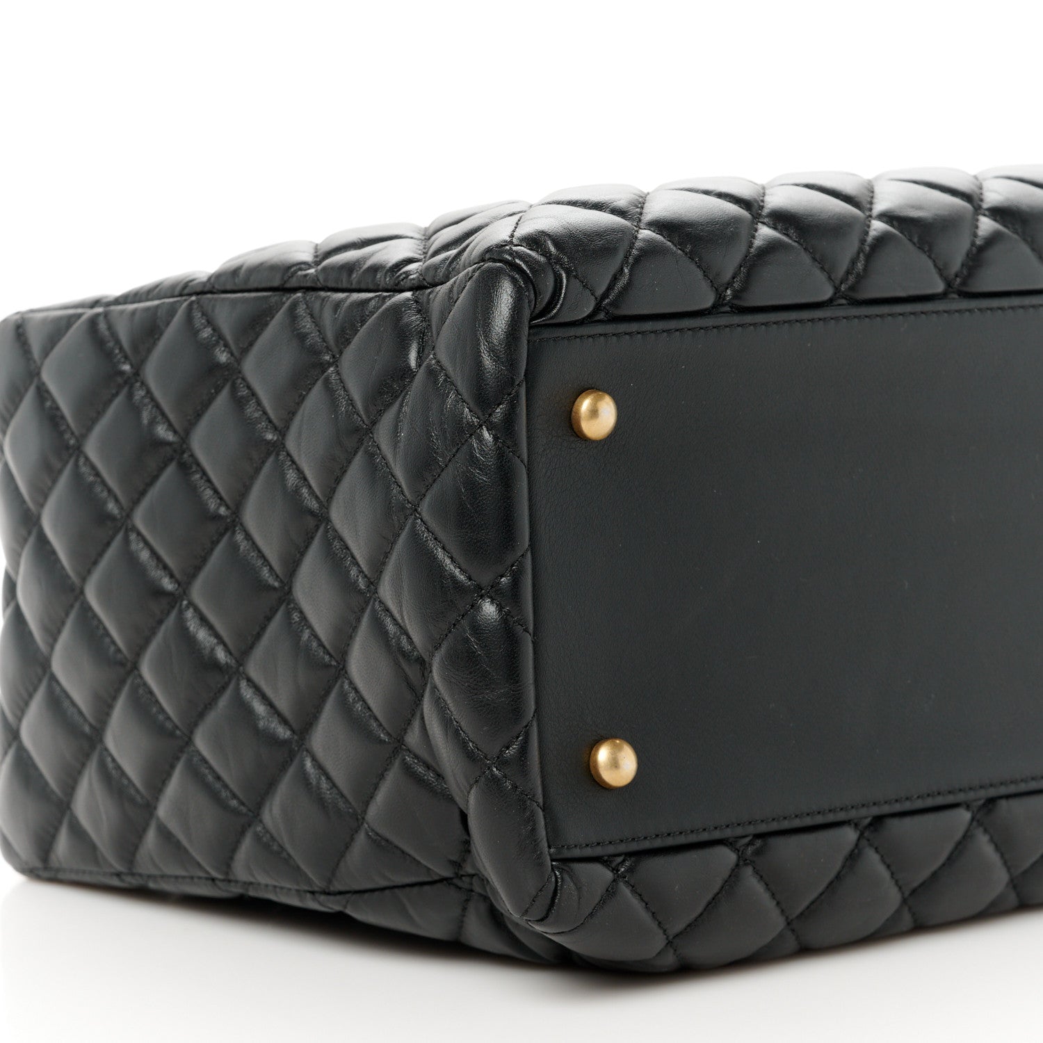 Chanel Aged Calfskin Quilted Large Coco Handle Shopping Tote Black 9 of 10