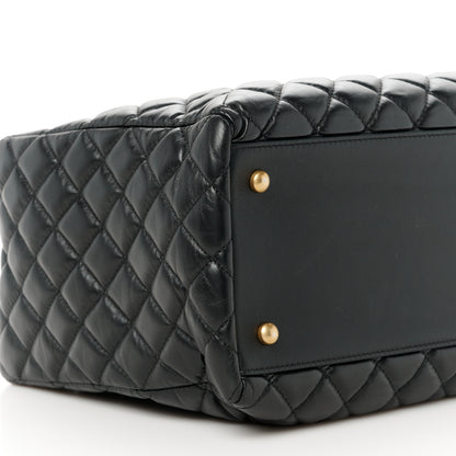 Chanel Aged Calfskin Quilted Large Coco Handle Shopping Tote Black 9 of 10