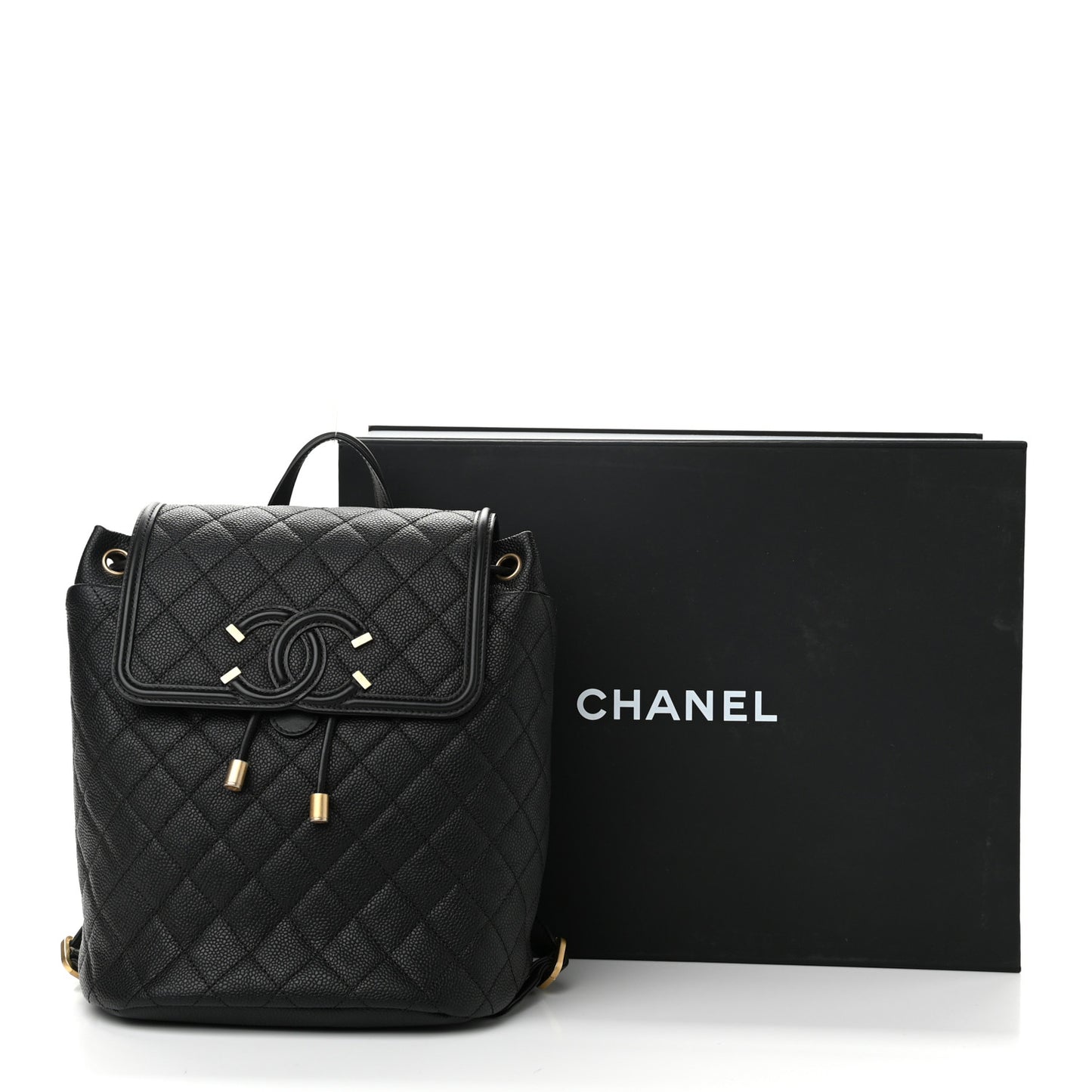 Caviar Quilted Filigree Backpack Black