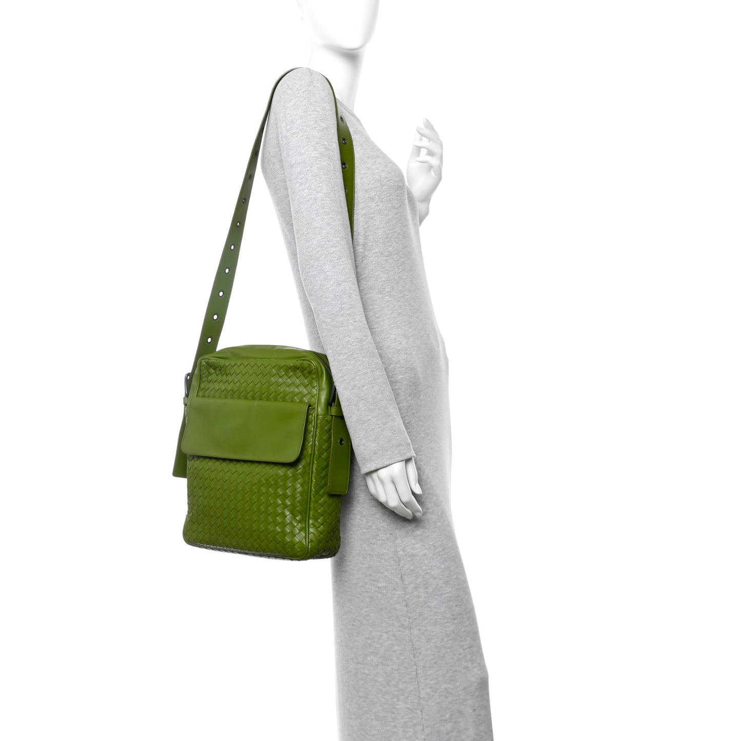 Nappa Intrecciato Crossbody Messenger Green