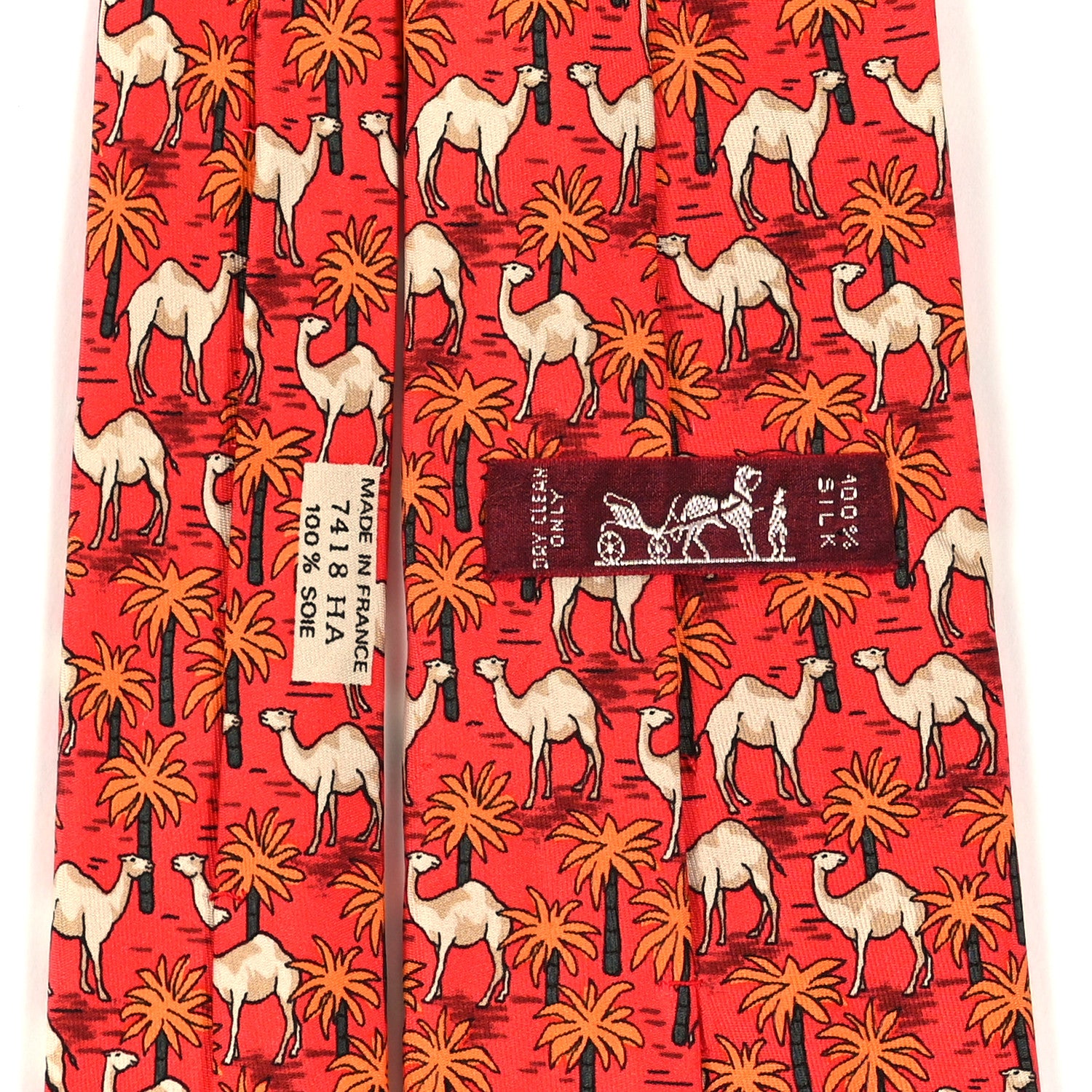 Hermes Silk Printed Mens Camel Neck Tie 3 of 3