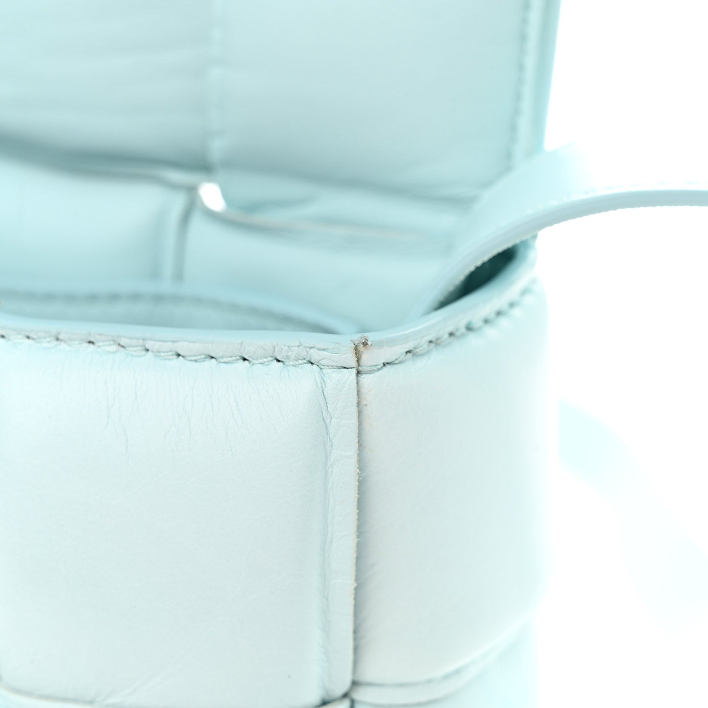 Paper Calfskin Maxi Intreccio Padded Cassette Crossbody Bag Topazio