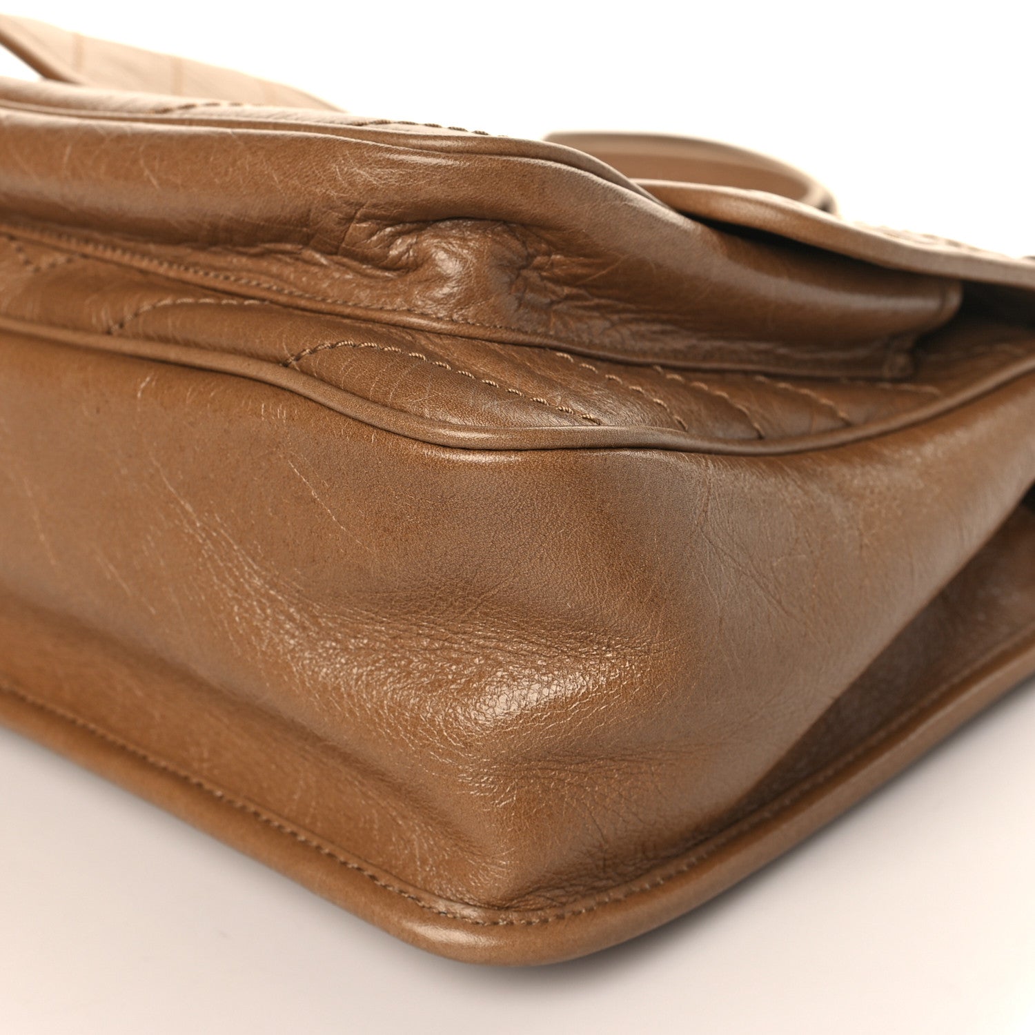 Saint Laurent Crinkled Calfskin Matelasse Monogram Medium Niki Chain Satchel Caramel 9 of 9