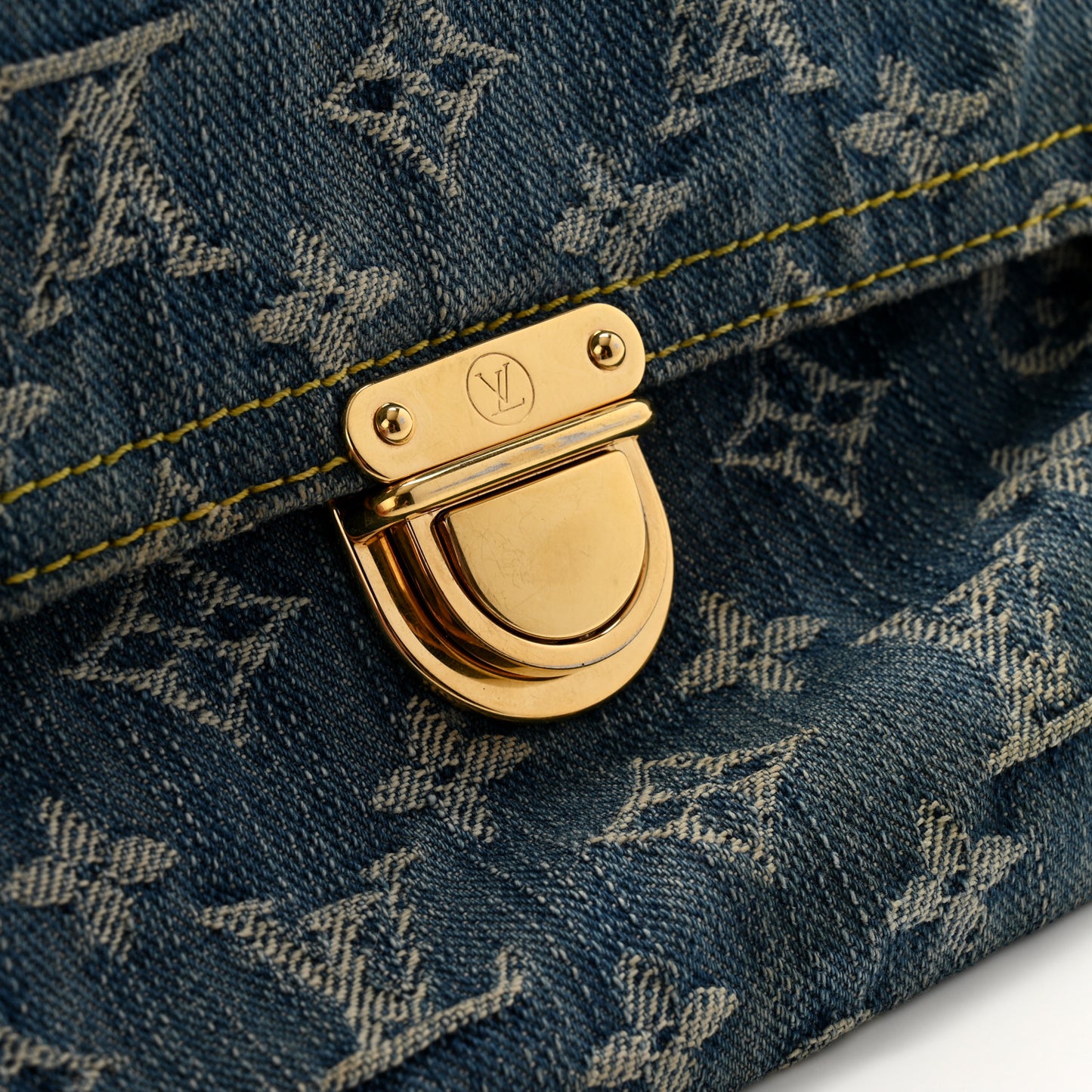 Monogram Denim Pochette Plat Clutch Blue