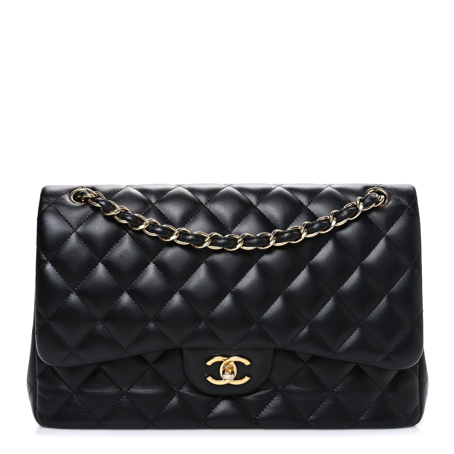 Chanel Lambskin Quilted Jumbo Double Flap Black 1 of 9