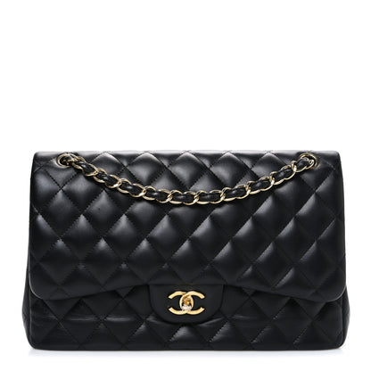 Chanel Lambskin Quilted Jumbo Double Flap Black 1 of 9