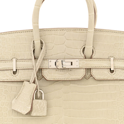Hermes Matte Porosus Crocodile Birkin 25 Beton 8 of 13