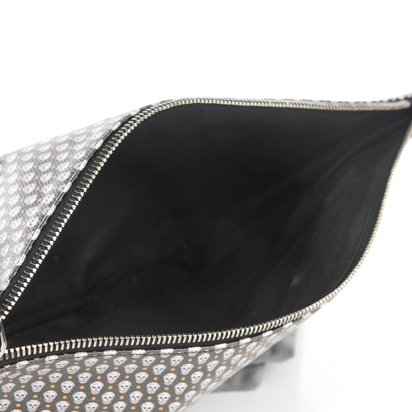 Coated Canvas Mini Skull Zipped Pouch Black