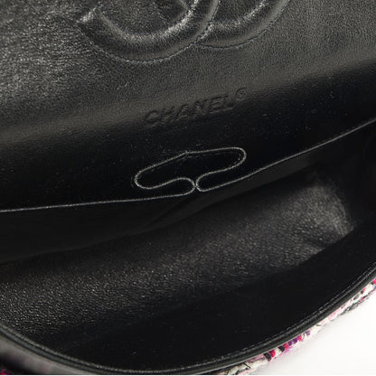 Chanel Tweed Medium Double Flap Pink Black 5 of 10