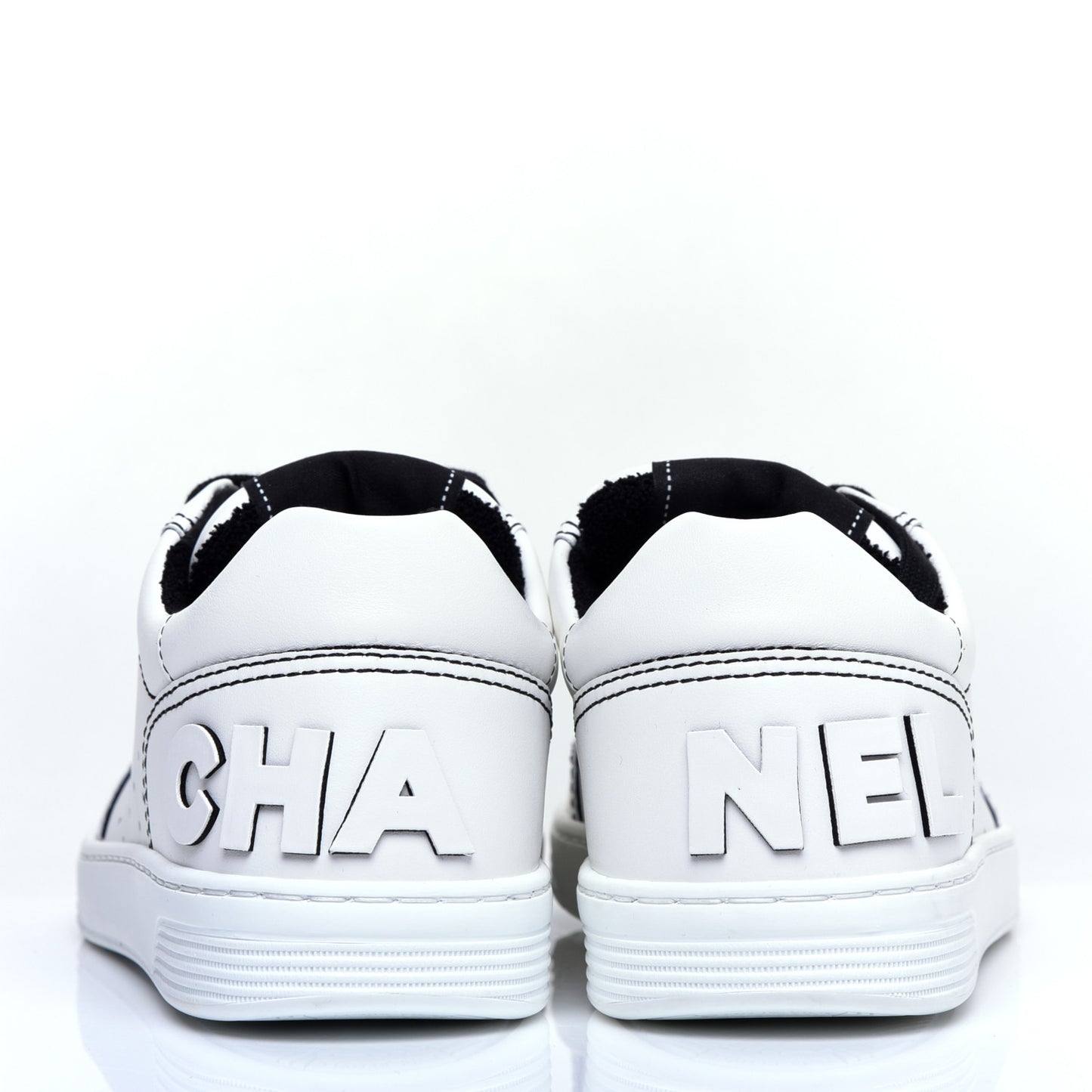 Calfskin Womens Logo Sneakers 36 White Black