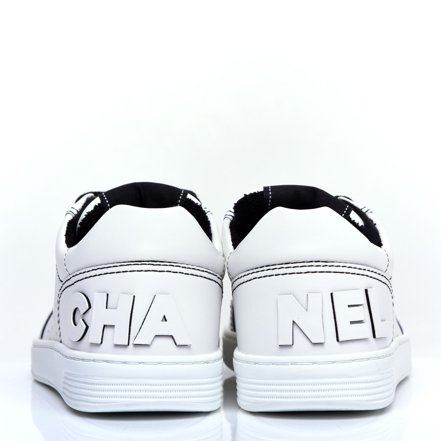 Chanel Calfskin Womens Logo Sneakers 36 White Black 11 of 11