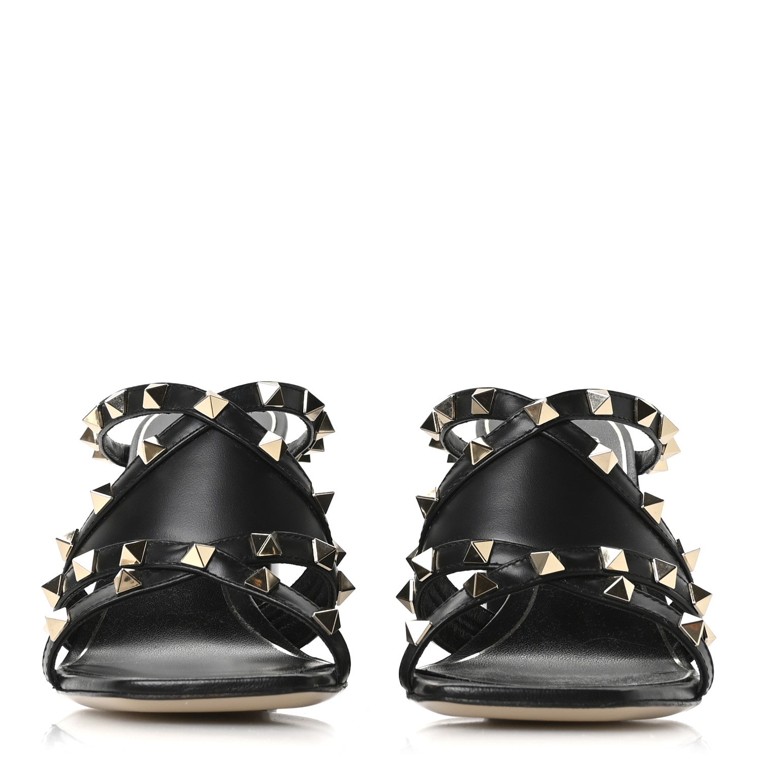 Valentino Garavani Nappa Rockstud Criss Cross Block Heel 100mm Sandals 37 Black 3 of 8