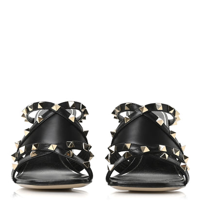 Valentino Garavani Nappa Rockstud Criss Cross Block Heel 100mm Sandals 37 Black 3 of 8