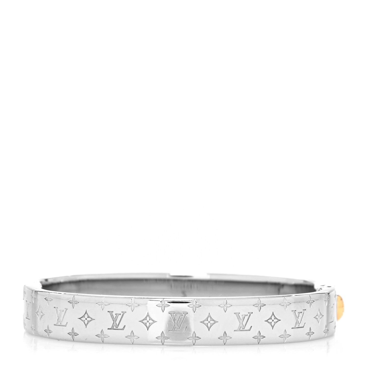 Louis Vuitton Brass Palladium Plated Nanogram Cuff S Silver 3 of 7