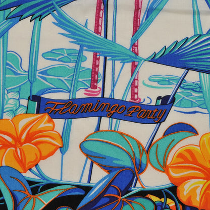 Hermes Cashmere Silk Flamingo Party Shawl 140 Rouge Vif Blanc Bleu 3 of 7