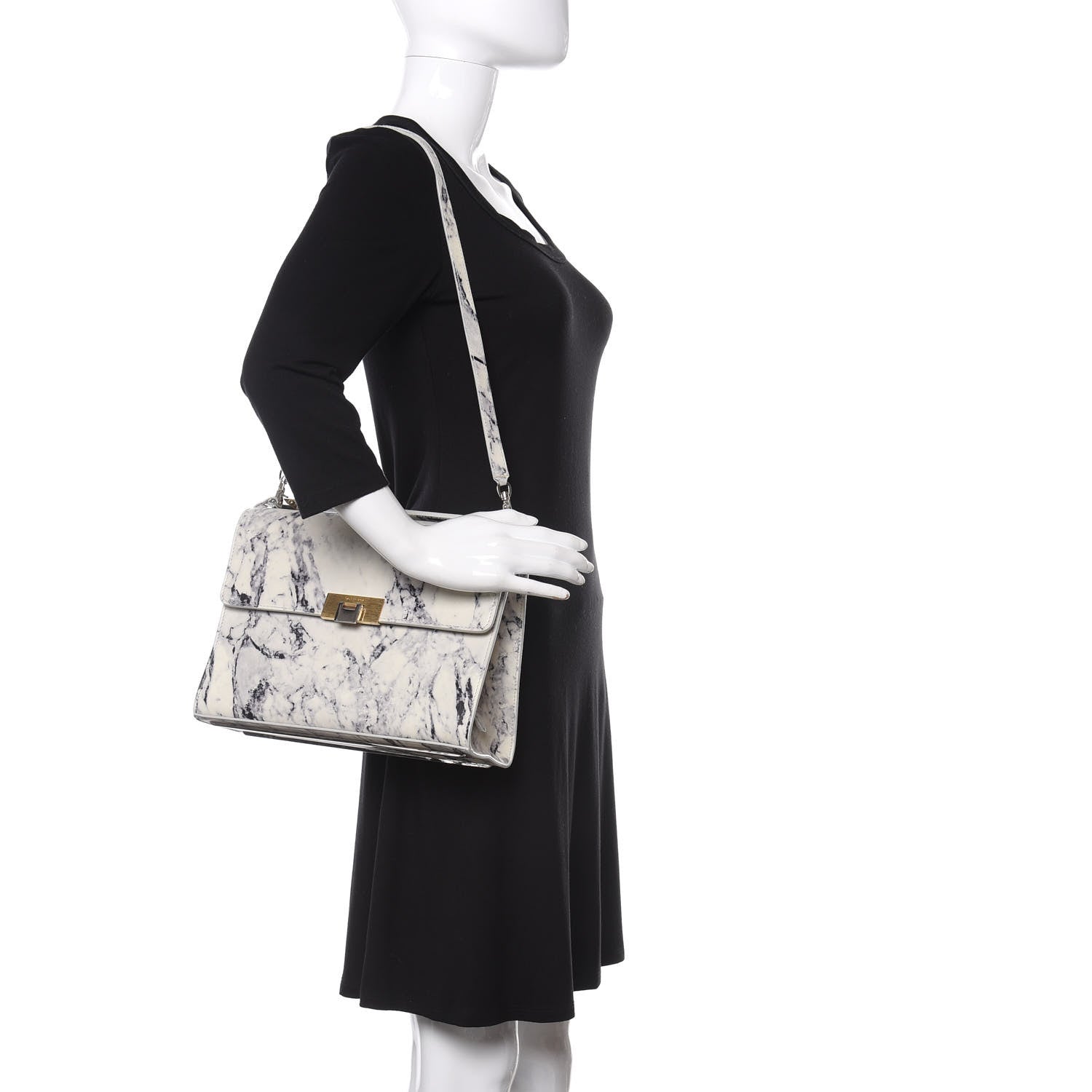 Balenciaga Veau Marbre Le Dix S New Cartable Briefcase Blanc Marbre Black 2 of 11