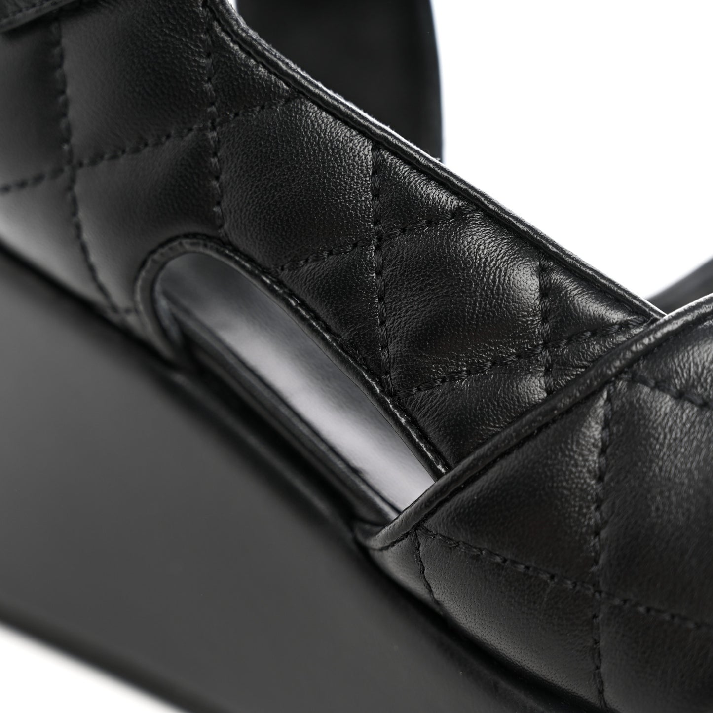 Lambskin Quilted CC Platform Sandals 39 Black