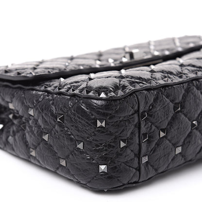 Valentino Garavani Craquele Nappa Medium Rockstud Spike Shoulder Bag Black 7 of 10