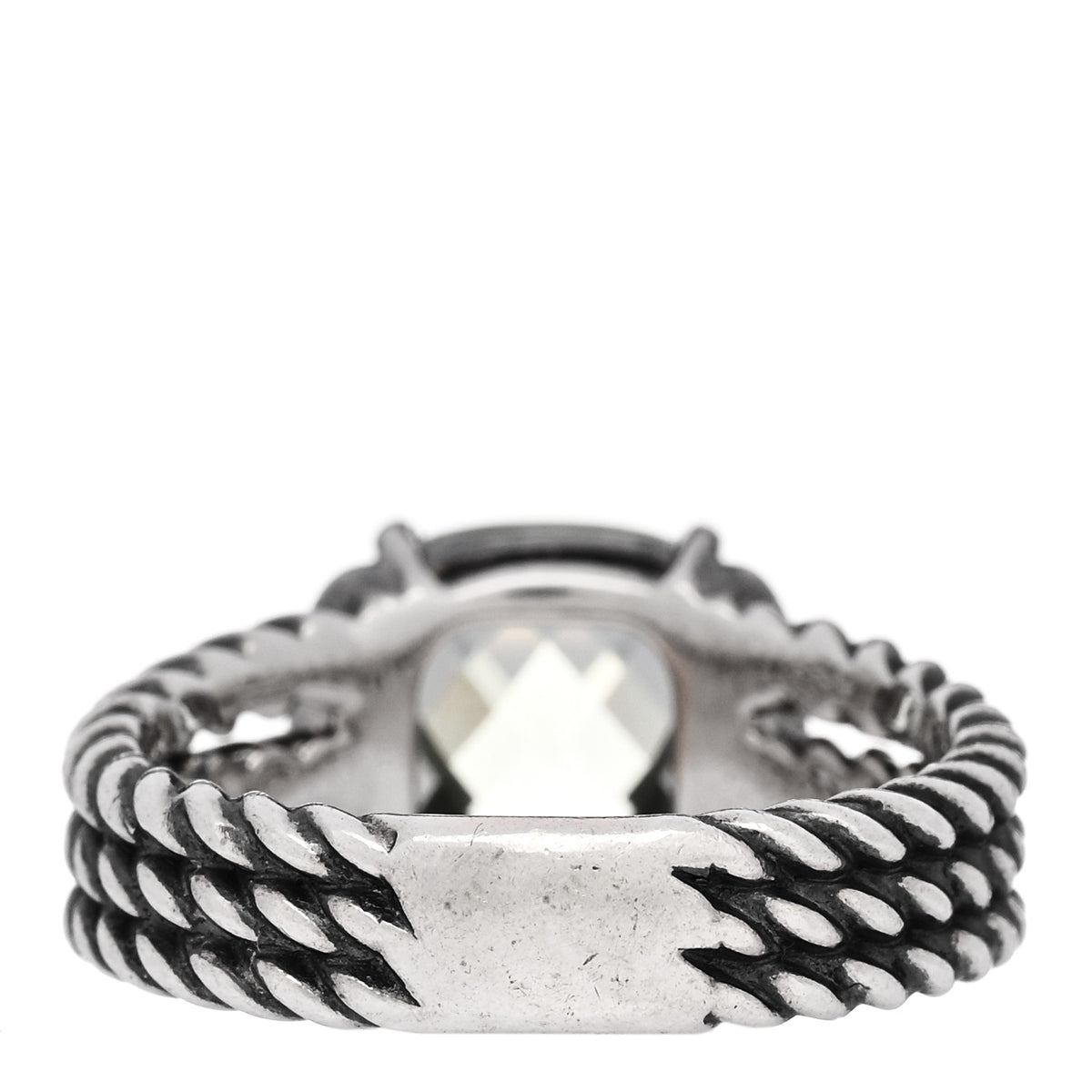 David Yurman Sterling Silver Diamond Prasiolite 10mm Petite Wheaton Ring 53 6.5 4 of 5