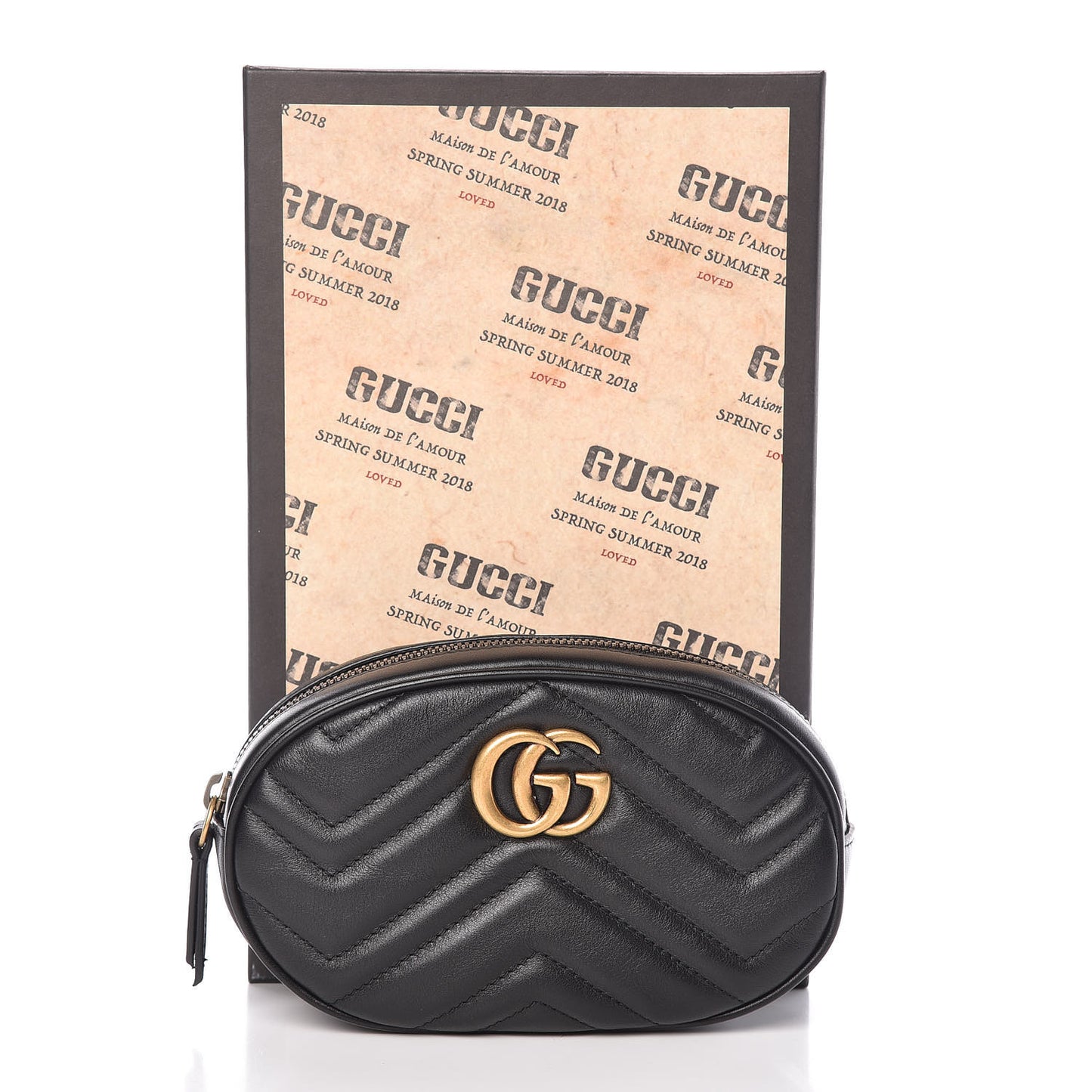 Calfskin Matelasse GG Marmont Belt Bag 95 38 Black