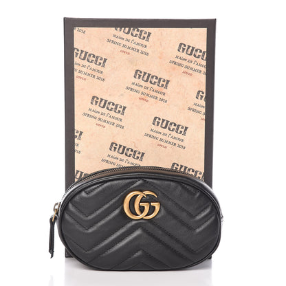 Gucci Calfskin Matelasse GG Marmont Belt Bag 95 38 Black 9 of 9