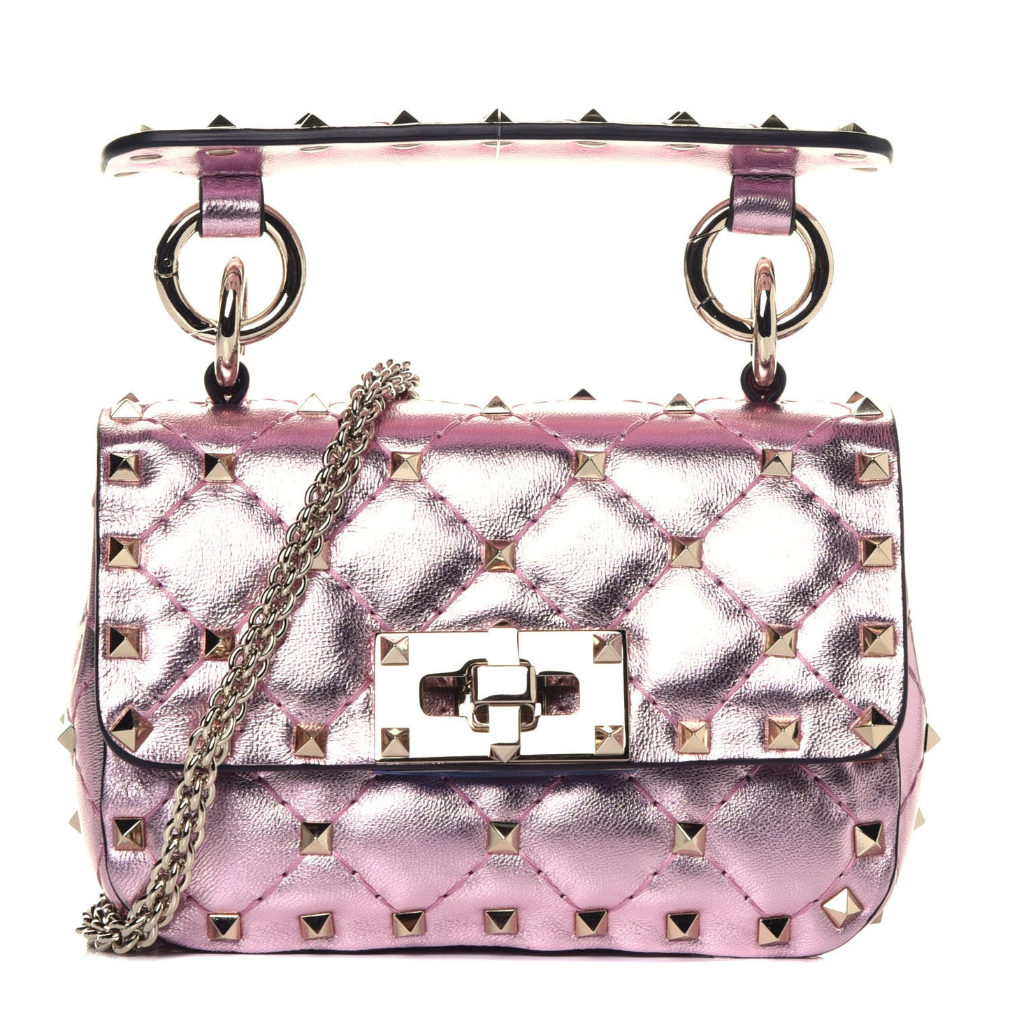 Metallic Nappa Micro Rockstud Spike Shoulder Bag Giacinto