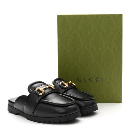 Gucci Goatskin Auroville Horsebit Mules 39.5 Black 10 of 10