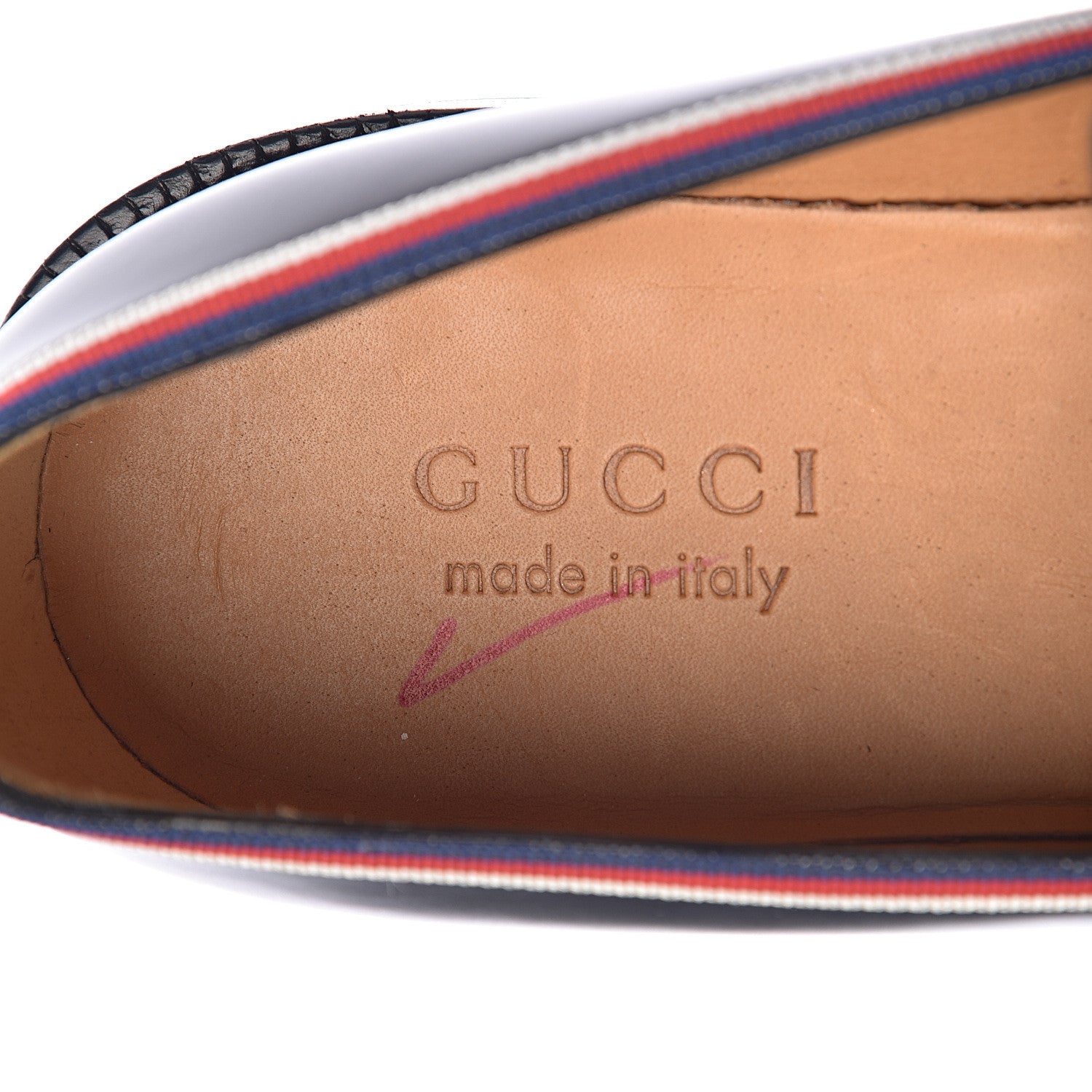 Gucci Calfskin Mens Web Sylvie Loafers 8 Black 6 of 11