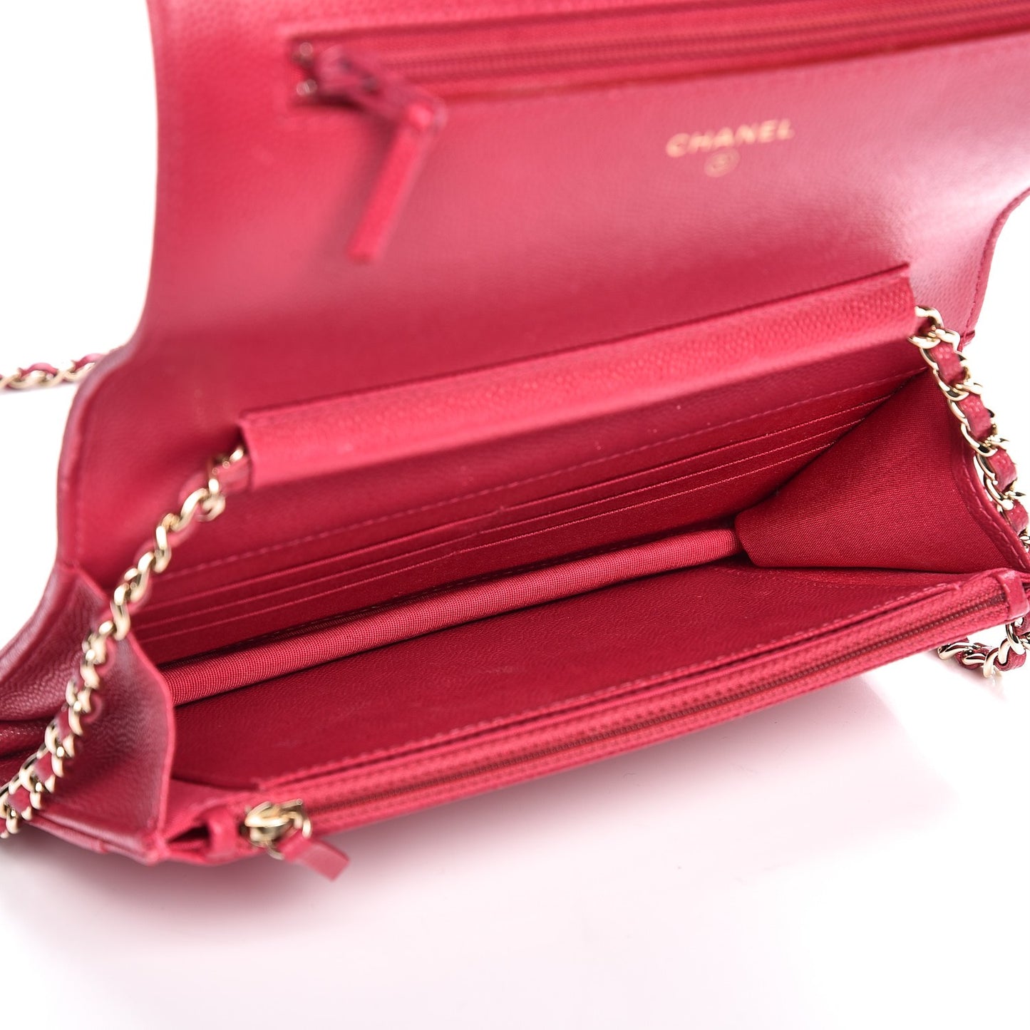 Caviar Quilted Boy Wallet On Chain WOC Fuchsia
