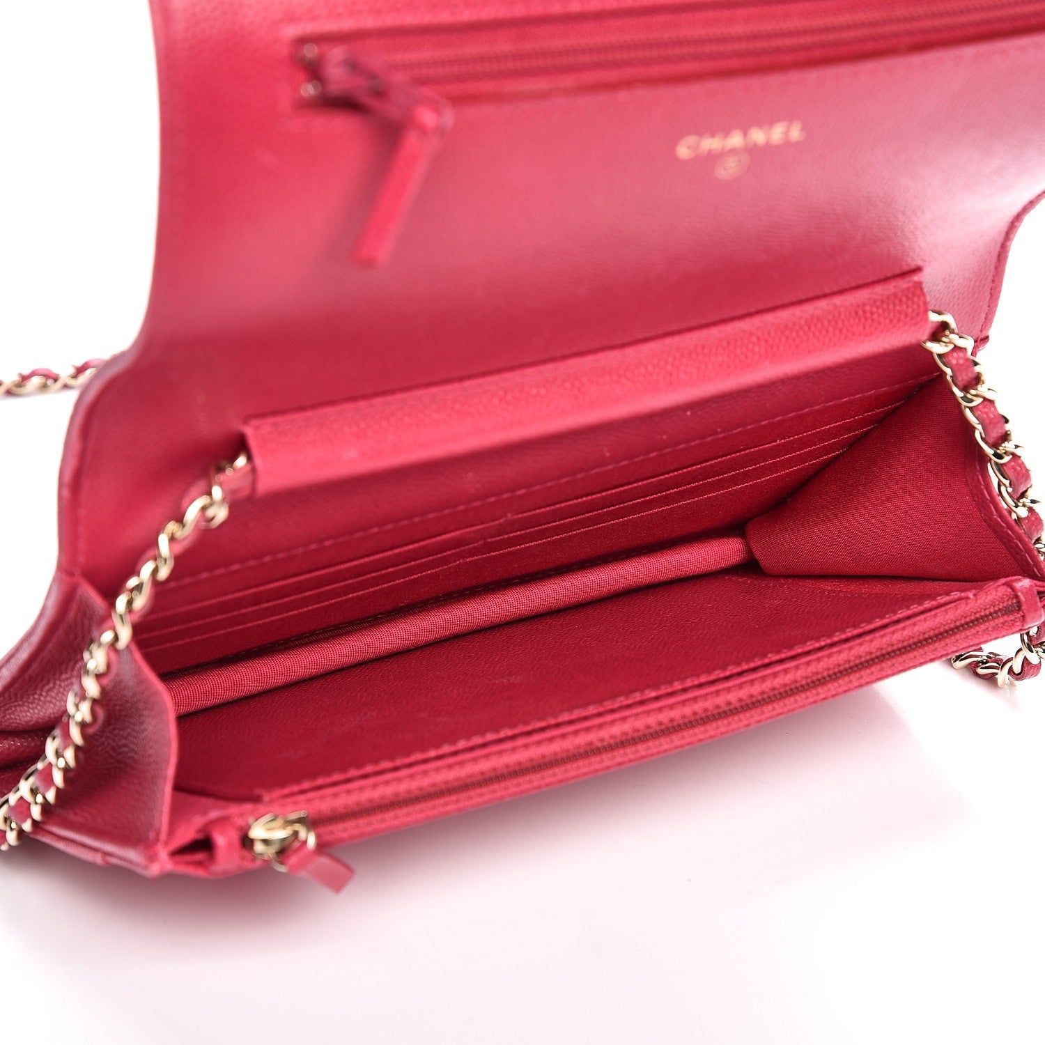 Chanel Caviar Quilted Boy Wallet On Chain WOC Fuchsia 5 of 14
