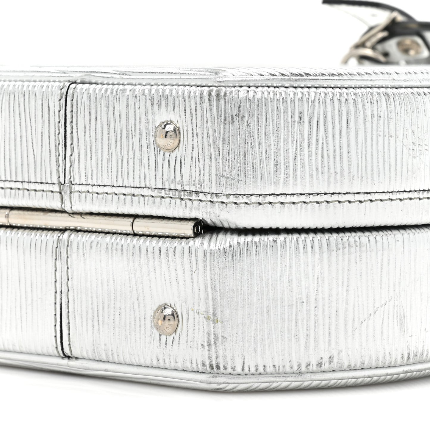 Metallic Epi Petite Boite Chapeau Silver