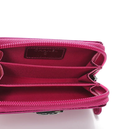 Chanel Metallic Patent Quilted Zip Around Boy Coin Purse Wallet Fuchsia 6 of 8
