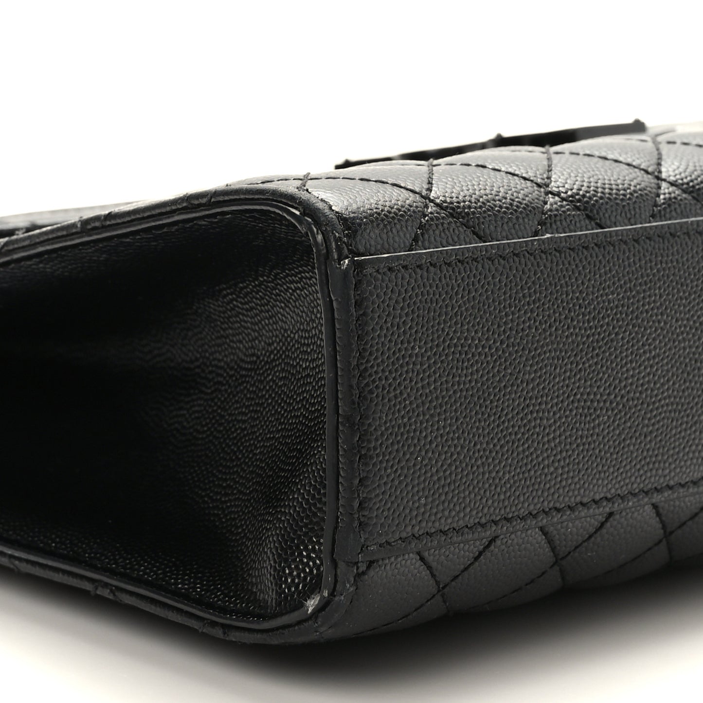 Grain De Poudre Textured Mixed Matelasse Large Triquilt Monogram Monochrome Satchel Black