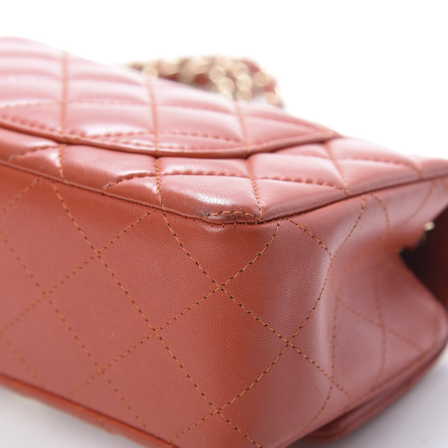 Chanel Lambskin Quilted Mini Rectangular Flap Orange 11 of 13