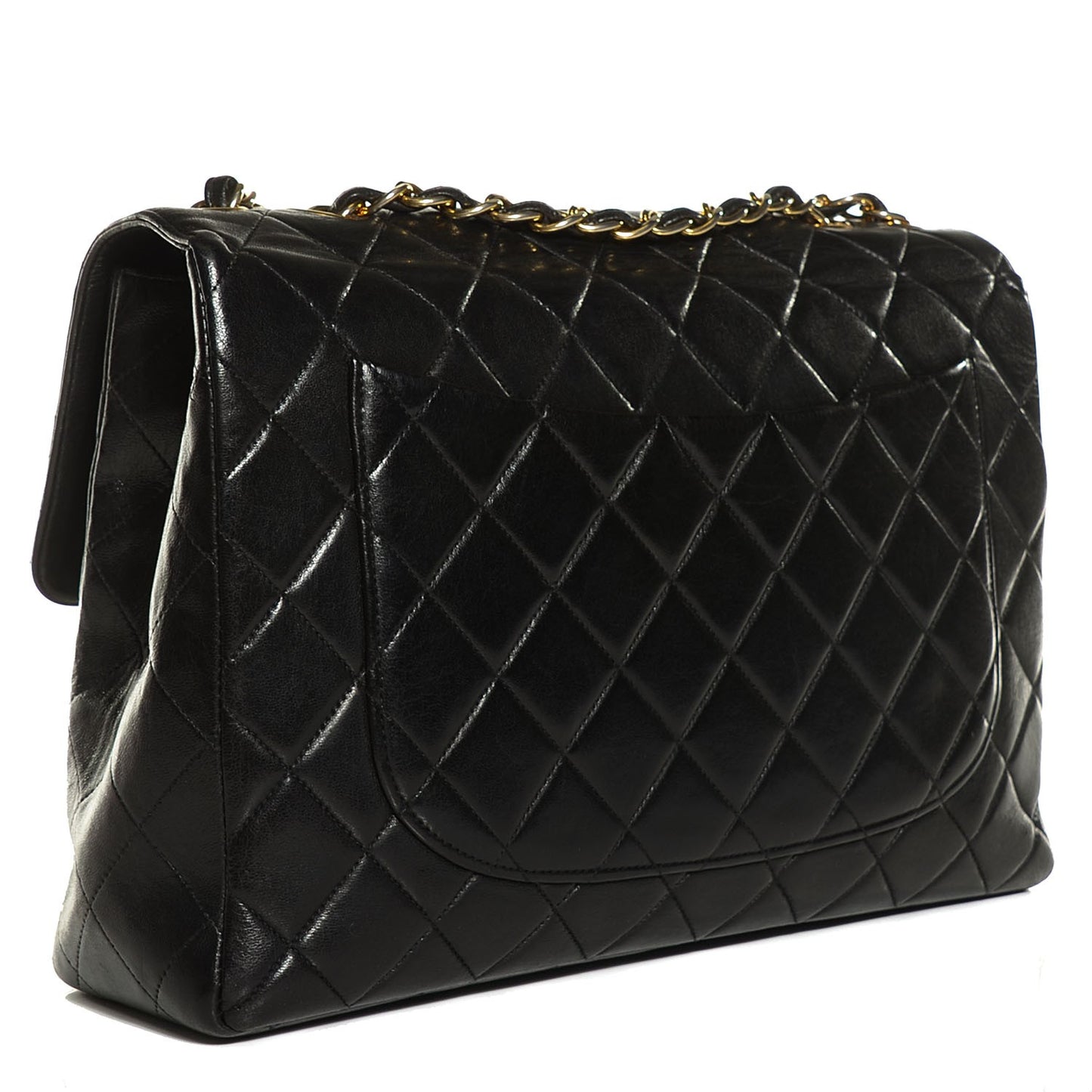 Lambskin Quilted Jumbo Flap Black